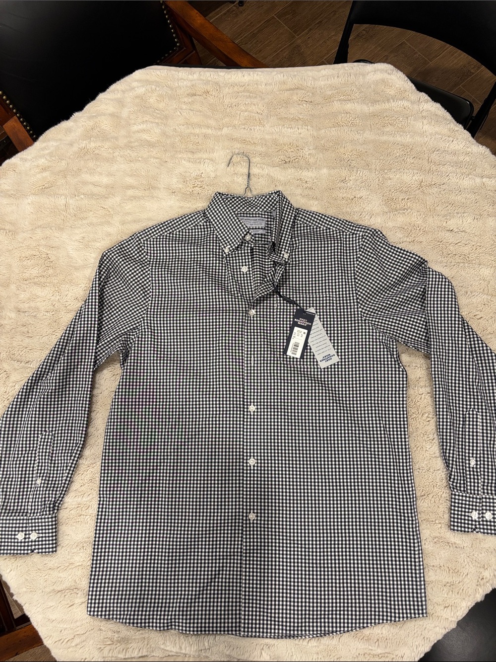 Hart Schaffner Marx Black and White Gingham Button-Down Shirt